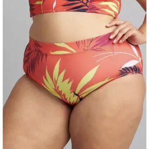 NEW LANE BRYANT CACIQUE VIBRANT PALMS MID-WAIST SWIM BRIEF SZ 28